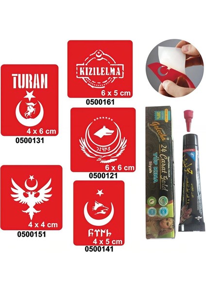 Türkçülük Sembolleri Hint Kınası ile Geçici Dövme Yapma Seti