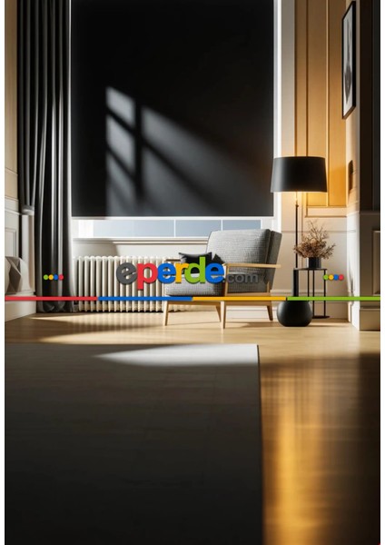 Siyah Blackout Düz %100 Karartma Stor Perde - Kornişe Kolay Montaj Aparatlı - 200X200