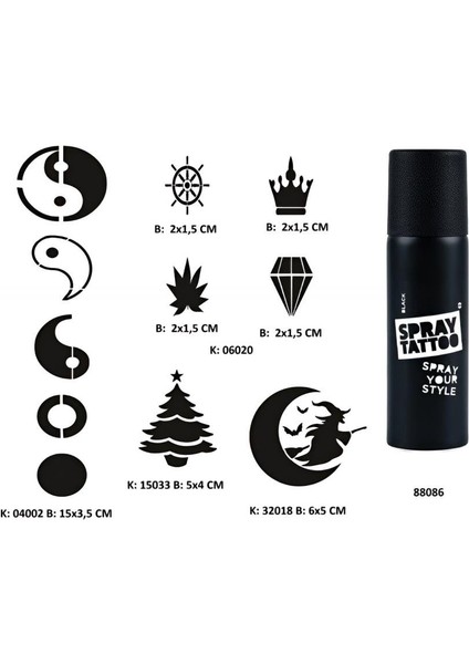 Minimal Parmak ve Sırt Serisi Spray Tattoo Geçici Dövme Seti Sprey Dövme Kiti