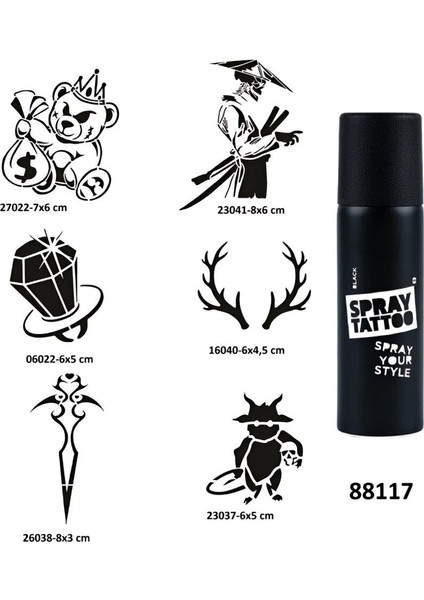 Savaşçı Geyik Spray Tattoo Geçici Dövme Seti Dark Sprey Dövme Kiti