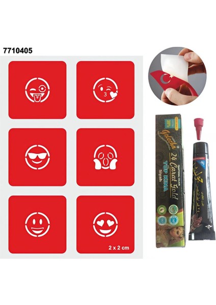 Sevimli Emojiler Hint Kınası ile Geçici Dövme Yapma Seti
