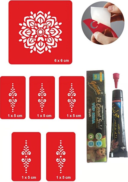 El Süsleme Mandala Hint Kınası ile Geçici Dövme Yapma Seti