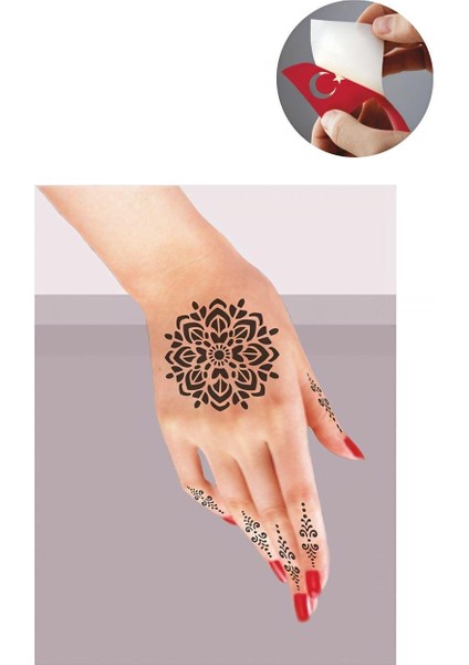 El Süsleme Mandala Hint Kınası ile Geçici Dövme Yapma Seti