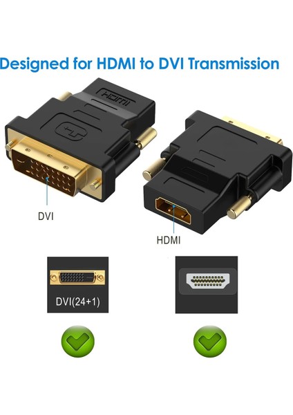 HDMI To DVI 24+1 DVI To HDMI Kablo Altın Uçlu Hdmı-Dvı Kablosu Erkek Tv Hd Pc Projektör Bilgisayar Monitör /ps3/ps4/ps5 Uyumlu Dönüştürücü Çevirici