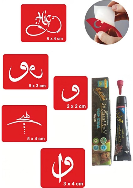 Arapça Sembolleri Hint Kınası ile Geçici Dövme Yapma Seti
