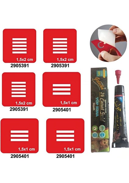 Parmak Çizgi Desenleri Hint Kınası ile Geçici Dövme Yapma Seti