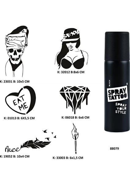 Davetkar Modeller Spray Tattoo Geçici Dövme Seti Sprey Dövme Kiti