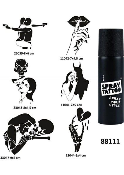 Kuru Kafa Şeytan Spray Tattoo Geçici Dövme Seti Dark Sprey Dövme Kiti