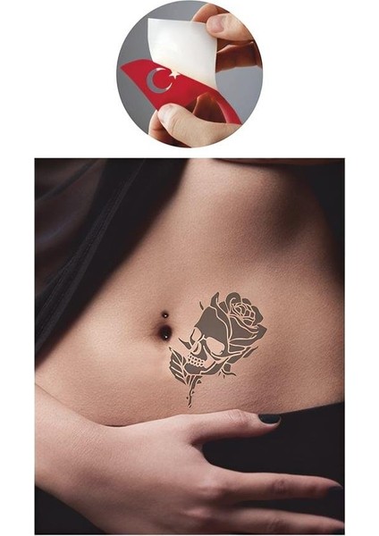 Kara Güllü Iskelet Tattoo Geçici Dövme Şablonları Kına Kalıpları fiyatları