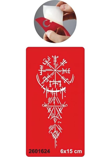 Savaşçı Viking Pusulası Stencil Tattoo Geçici Dövme Şablonları Kına Kalıpları