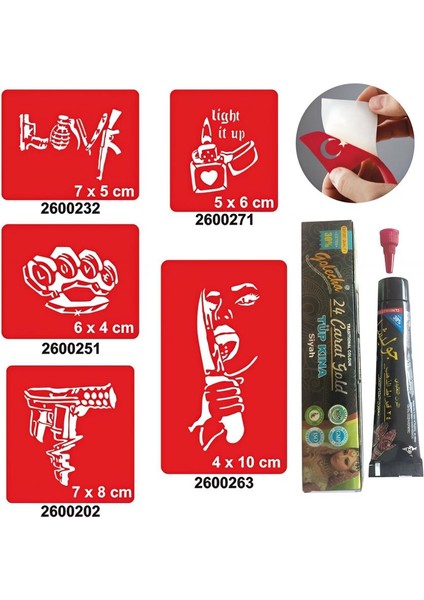 Hayat Bir Savaş Desenleri Hint Kınası ile Geçici Dövme Yapma Seti