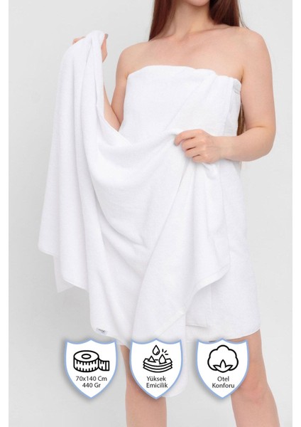Pamuklu, Beyaz Banyo Havlusu | Spa ve Otel Havlusu (70X140 Cm)
