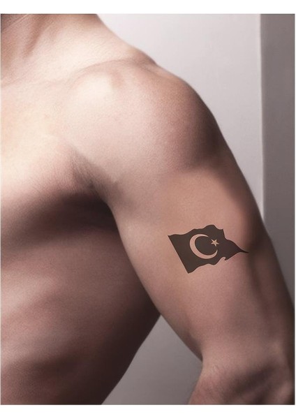 Dalgalanan Türk Bayrağı Tattoo Geçici Dövme Şablonları Kına Kalıpları