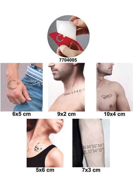 Türkiye Cumhuriyeti 5'li Set Geçici Dövme Kına Şablonu fiyatları