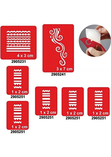 Çizgisel Motif 5'li Set Geçici Dövme Kına Şablonu