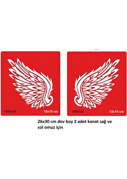 Dev Boy 2 Adet Kanat Sağ ve Sol Omuz Geçici Dövme Şablonu