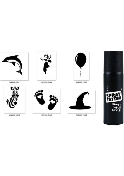 Cadı ve Balon Geçici Sprey Dövme Seti Spray Tatto