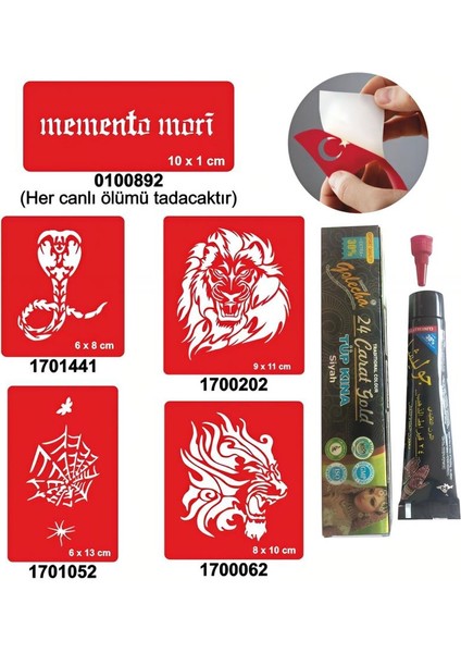 Kobra ve Kaplan Desenleri Hint Kınası ile Geçici Dövme Yapma Seti