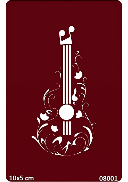 Çiçekli Gitar Geçici Dövme Şablonu Kına Kalıpları