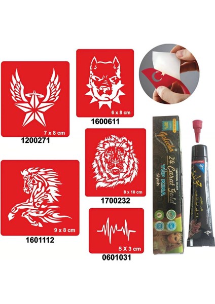 Vahşi Hayvan Desenleri Hint Kınası ile Geçici Dövme Yapma Seti