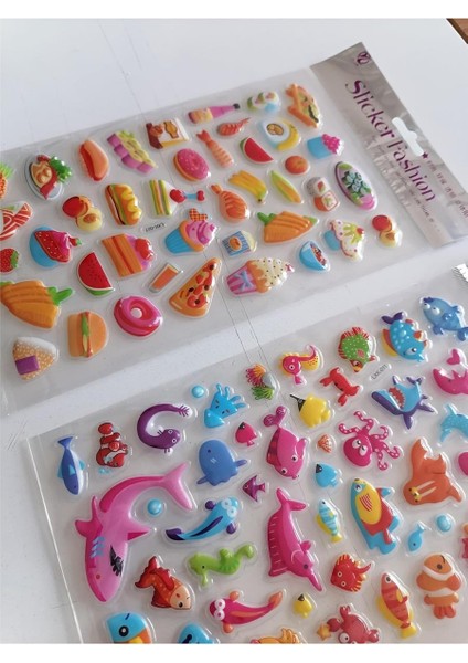 Deniz ve Pizza 3D Kabartmalı Sticker Çıkartma Seti