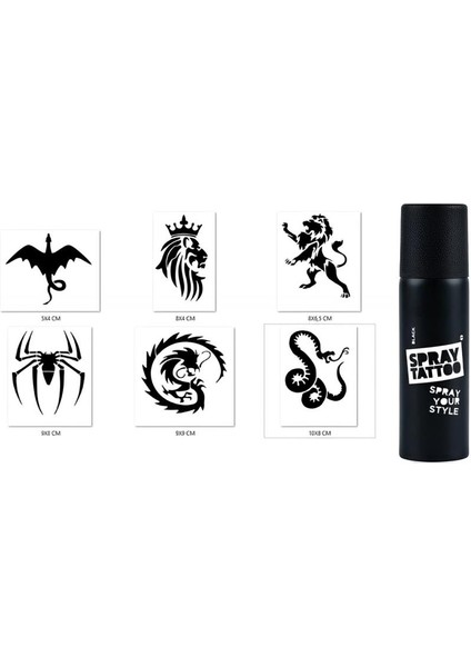 Ejderha ve Örümcek Geçici Sprey Dövme Seti Spray Tatto