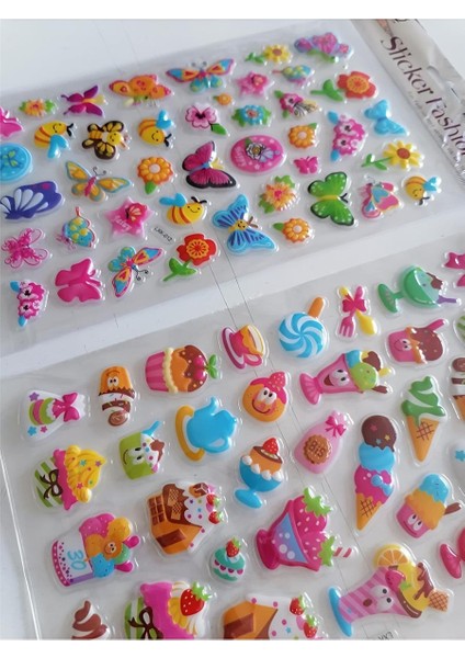 Kelebek ve Şekerleme 3D Kabartmalı Sticker Çıkartma Seti