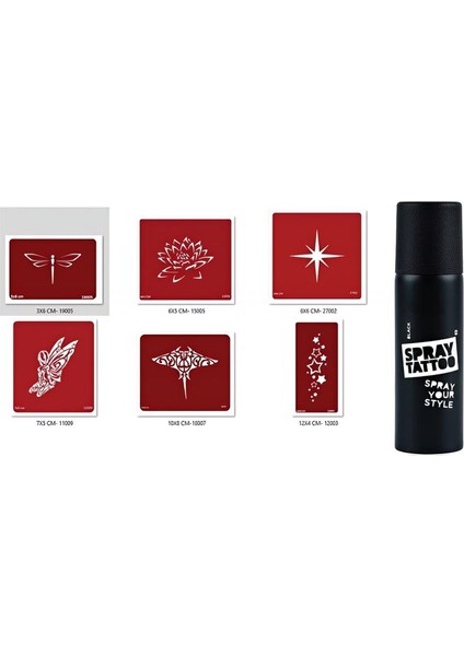 Yıldız ve Lotus Geçici Sprey Dövme Seti Spray Tatto