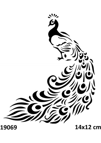 Tavus Kuşu Geçici Dövme Şablonu Stencil Kalıp