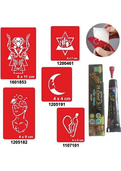 Felsefik Düşünce Desenleri Hint Kınası ile Geçici Dövme Yapma Seti