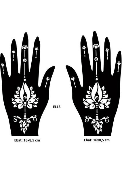 Lotus Desenler El Üstü 2 Adet Kına Kalıbı Kınasız Sadece Desen