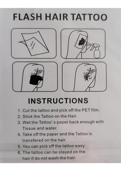 Saç Dövmesi Hair Flash Tattoo 3 Adet Birden Model 4
