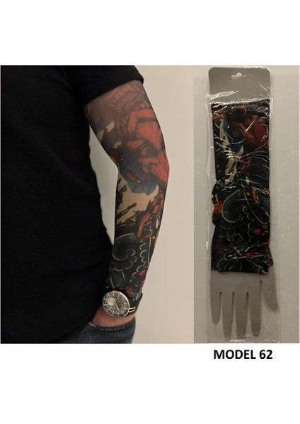 Giyilebilir Dövme Çift Kol 2 Adet Kol Çorap Dövmesi Sleeve Tattoo MODEL62