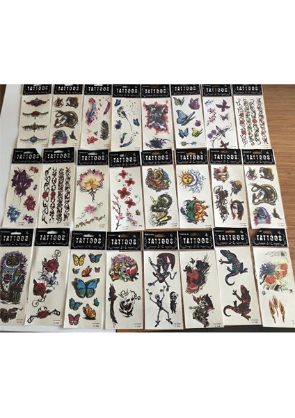 50 Adet Birden Sticker Yapıştırma Tattoo Dövme Seti Karışık Desen fiyatları