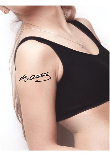 Atatürk Imzası-2 Tattoo Geçici Dövme Şablonları Kına Kalıpları