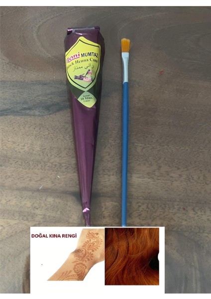 Doğal Kına Rengi Jumbo Boy 50 Gram 1 Koni Kına ve Fırça