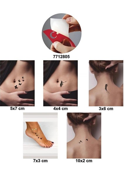 Özgür Kuşlar 5'li Set Geçici Dövme Kına Şablonu