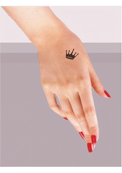 Minik Taç Minimal Tattoo Geçici Dövme Şablonları Kına Kalıpları