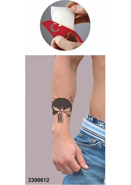 Cesur Kurukafa Tattoo Geçici Dövme Şablonları Kına Kalıpları