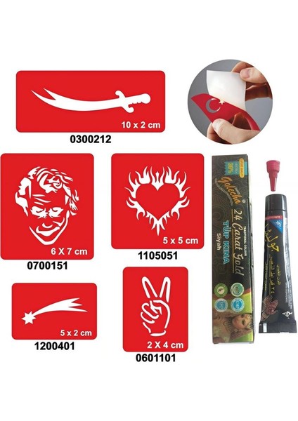 Kılıç Joker Desenleri Hint Kınası ile Geçici Dövme Yapma Seti