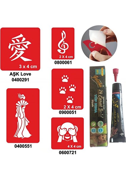 Uzakdoğu Desenleri Hint Kınası ile Geçici Dövme Yapma Seti