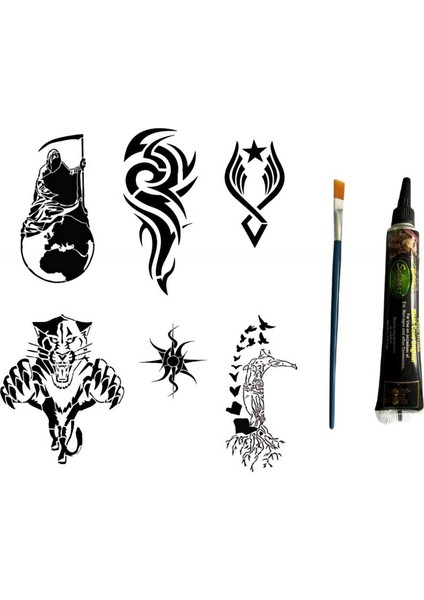Tribal Felsefik Modeller Hint Kınası Hediyeli Geçici Dövme Seti