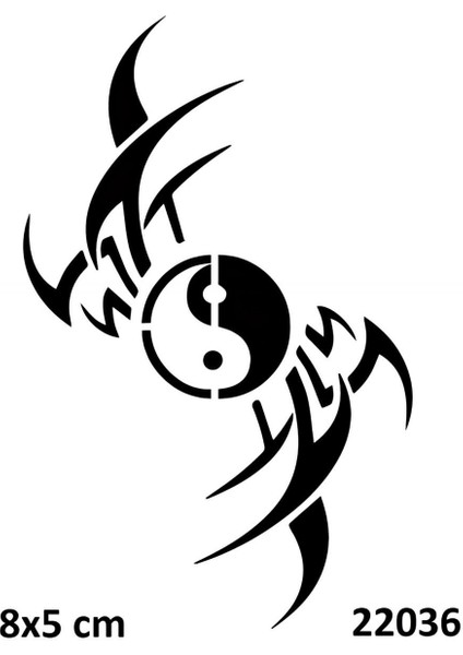 Ying Yang Bıçakları Dövmesi Geçici Dövme Deseni