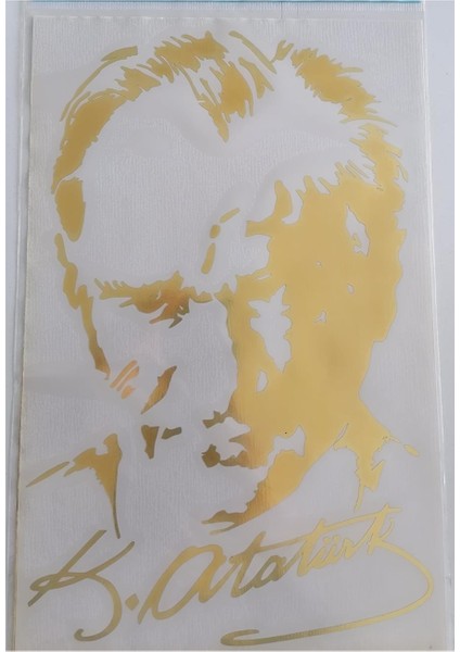 Atatürk Araba Çıkartması Sticker Dövme Gold