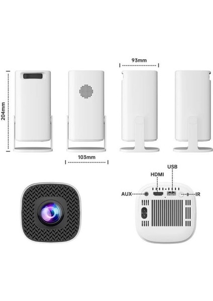 P30 Max Mini Beyaz Taşınabilir Retro Video Konsolu Android Akıllı Projektör Projeksiyon