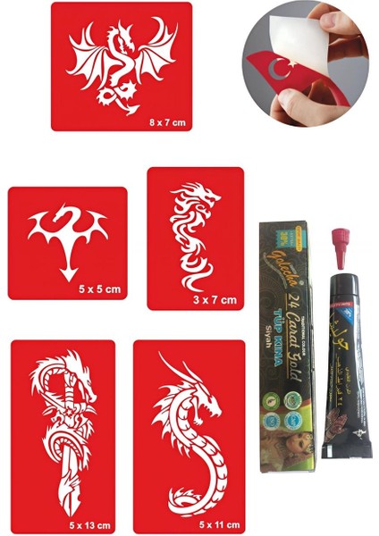 Dragon Hint Kınası ile Geçici Dövme Yapma Seti