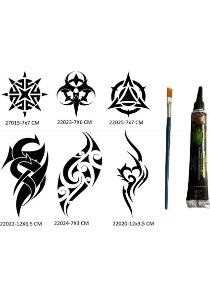 Tribal Kol Bacak 6 Adet Şablon ve Hint Kınası Geçici Dövme Seti