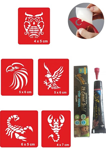 Akrep Baykuş Hint Kınası ile Geçici Dövme Yapma Seti