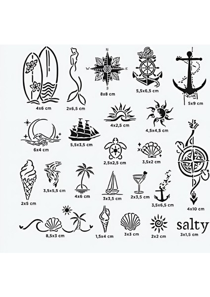 Sea Vibes City Pack Geçici Dövme Şablon Seti 23 Desen