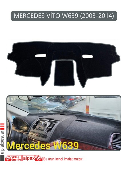 Mercedes Vito W639 2003-2014TORPİDO Koruma Halısı Gri Kenar